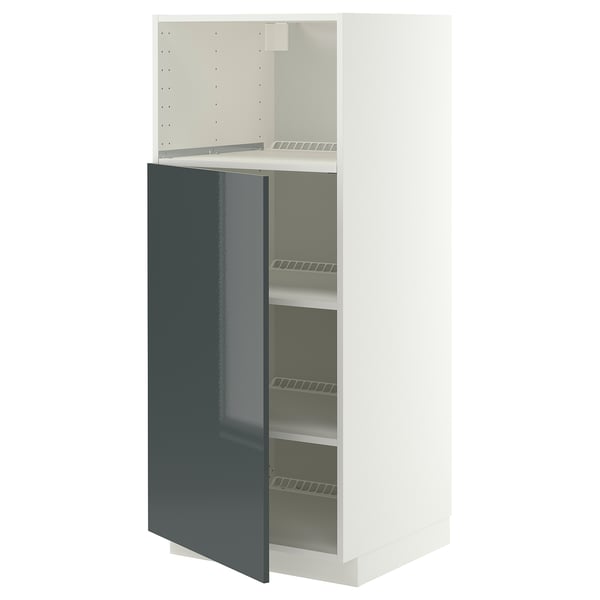 METOD High cabinet f built-in appliances, white/Kallarp high-gloss dark grey-green, 60x60x140 cm