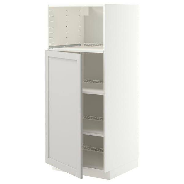 METOD High cabinet f built-in appliances, white/Lerhyttan light grey, 60x60x140 cm