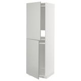White METOD cabinet with light grey havstorp doors, sleek modern design.