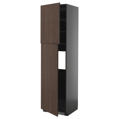 METOD kitchen cabinet with dark brown sinarp doors, solid wood edges, adjustable shelves.