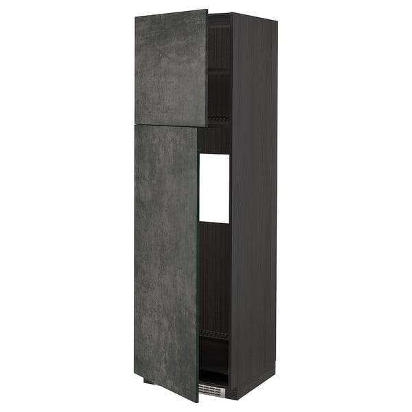 Dark grey METOD kitchen cabinet with concrete effect doors and adjustable shelves.