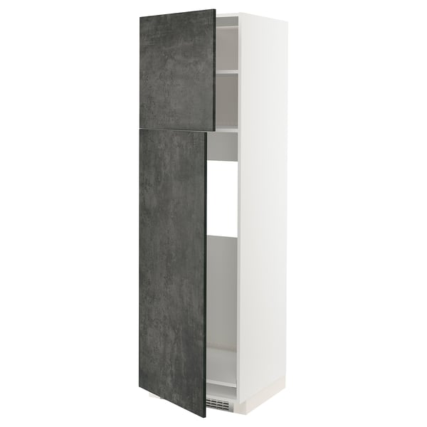 Modern kitchen cabinet, METOD, white and dark grey, rectangular, two doors, sleek design.