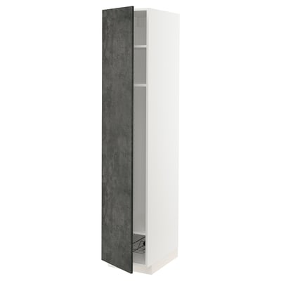 METOD dark grey high cabinet, urban design with shelves.