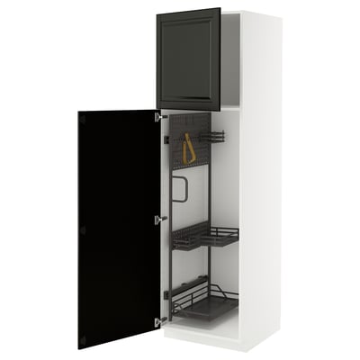 METOD kitchen cabinet - black, white, rectangular, modern design, opened