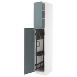 METOD kitchen cabinet in turquoise with pull-out organizers.