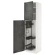 METOD kitchen unit with dark grey concrete kalhyttan doors, white frame, internal shelves, hooks, and organizers.