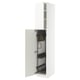 White METOD kitchen cabinet with open door, high gloss finish, sturdy frame.