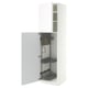 METOD High cabinet with cleaning interior, white/VOXTORP matt white vertical handle, 60x60x220 cm