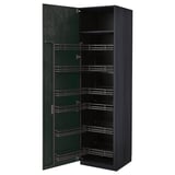 Dark grey METOD cabinet with pull-out shelves, modern urban design.
