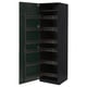 Modern dark grey kitchen cabinet with pull-out shelves, sleek design.