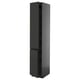 Modern tall black kitchen cabinet with sleek doors, adjustable shelves, and minimalist matte finish.