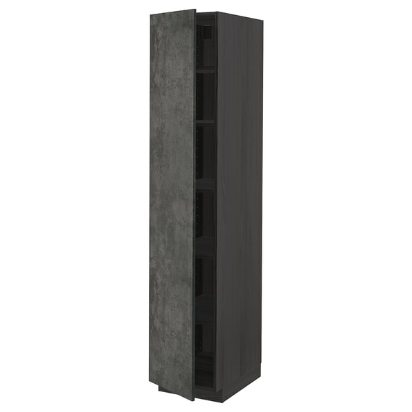 A tall dark grey kitchen cabinet from the METOD series with an urban design.