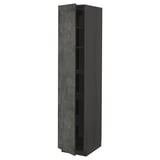 A tall dark grey kitchen cabinet from the METOD series with an urban design.
