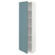 Turquoise METOD cabinet, white with adjustable shelves, modern look.