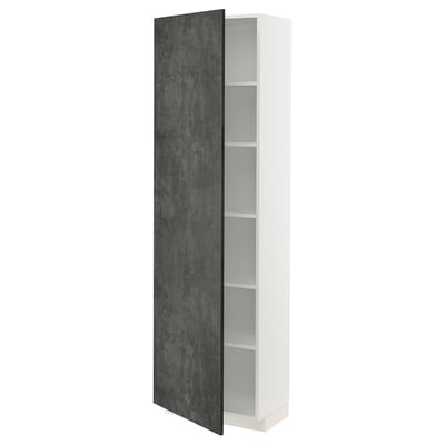 White METOD tall kitchen cabinet with dark gray door.