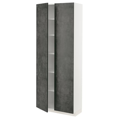 Vertical modern cabinet, white & dark grey, 3 shelves.