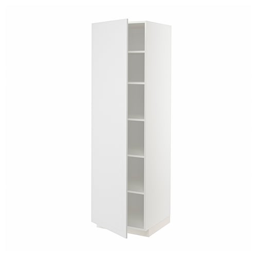 METOD white kitchen cabinet with 3 shelves, rectangular and modern design.