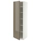 METOD High cabinet with shelves, white/VOXTORP high-gloss dark grey-brown vertical, 60x60x200 cm