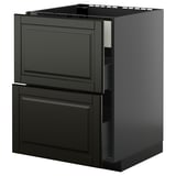 Black METOD kitchen unit with beveled bodbyn doors, featuring drawers & shelf.