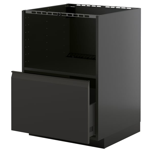 METOD / KNIVSHULT Base cabinet f built-in appliances, black-grey/Upplöv matt anthracite, 60x60 cm