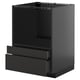 METOD / KNIVSHULT Base cabinet f combi micro/drawers, black-grey/Nickebo matt anthracite, 60x60 cm