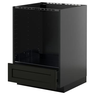 Black METOD kitchen cabinet with one drawer, modern design.