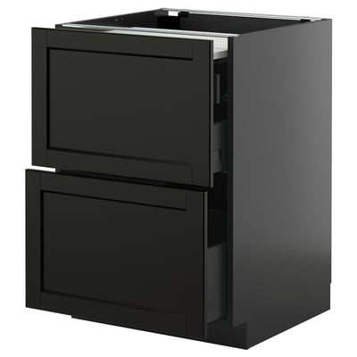 Dark grey METOD kitchen cabinet with 2 pull-out drawers.