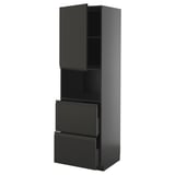 METOD modern black kitchen cabinet with drawers.