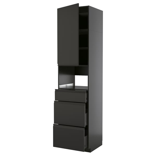 METOD / KNIVSHULT High cabinet f built-in appliances, black-grey/Upplöv matt anthracite, 60x60x240 cm