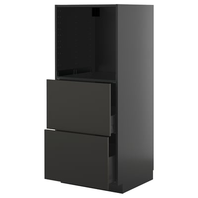 METOD black glossy kitchen cabinet with drawers.