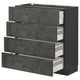 Ikea METOD kitchen with dark grey kalhyttan fronts. Sleek, rectangular with four deep drawers.