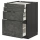 Dark grey modern kitchen cabinet with multiple drawers.