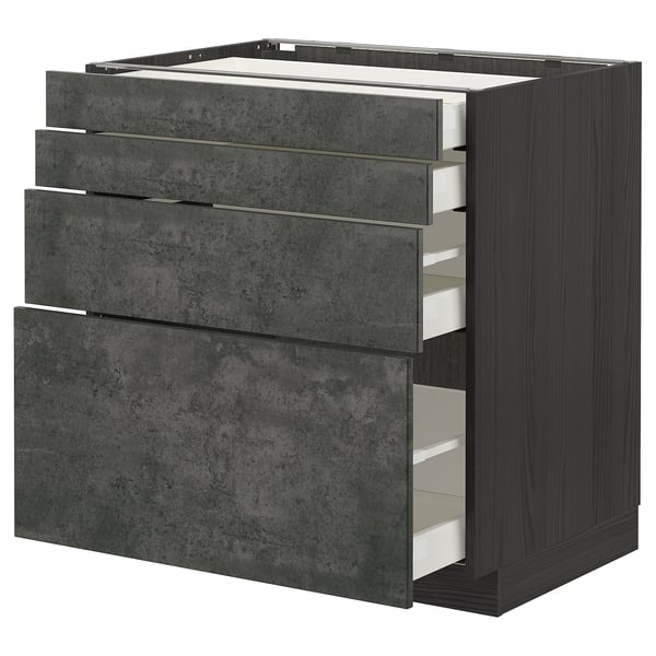 Dark grey METOD kitchen drawer unit with multiple drawers.