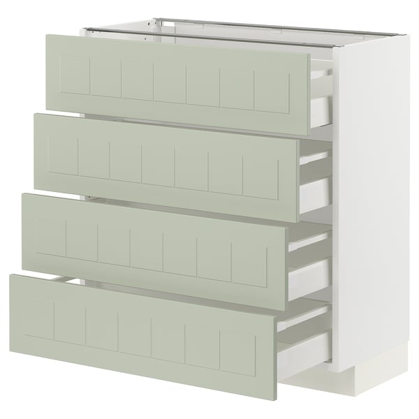 METOD kitchen unit in green with four drawers. Sleek, rectangular design with soft-close drawers.