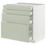 METOD kitchen unit in light green, rectangular, four-drawer design.