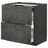 METOD kitchen cabinet in dark grey, concrete effect, with two drawers, sleek modern design.