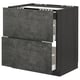 METOD kitchen cabinet in dark grey, concrete effect, with two drawers, sleek modern design.