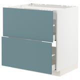 A modern turquoise kitchen cabinet with smooth drawers, part of the METOD system, featuring sleek design and sturdy construction.
