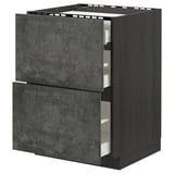 METOD dark grey drawer unit with smooth concrete finish, double drawer design.