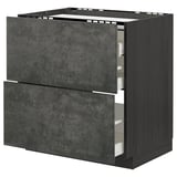 A dark gray METOD cabinet with two large drawers in a modern, urban style.