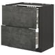 A dark gray METOD cabinet with two large drawers in a modern, urban style.