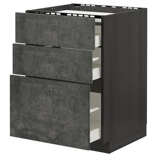 METOD dark grey modern kitchen cabinet with multiple drawers, sleek design.
