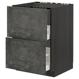 A dark gray ikea METOD kitchen cabinet with two drawers and a sleek, modern design.