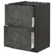 A dark gray ikea METOD kitchen cabinet with two drawers and a sleek, modern design.