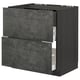 Modern dark grey METOD kitchen cabinet with two drawers, sleek edges, and a sturdy frame.