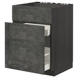 Dark grey modern kitchen cabinet set with two drawers. Made from particleboard and laminate, featuring sleek design and sturdy build.