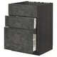 METOD kitchen unit, dark grey, three drawers, concrete effect, modern design.