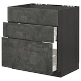 Dark grey modern kitchen unit with three drawers, sleek design.
