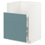 Ikea METOD turquoise kitchen unit with drawers.