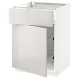 A white METOD kitchen cabinet with a high gloss finish and a single drawer.